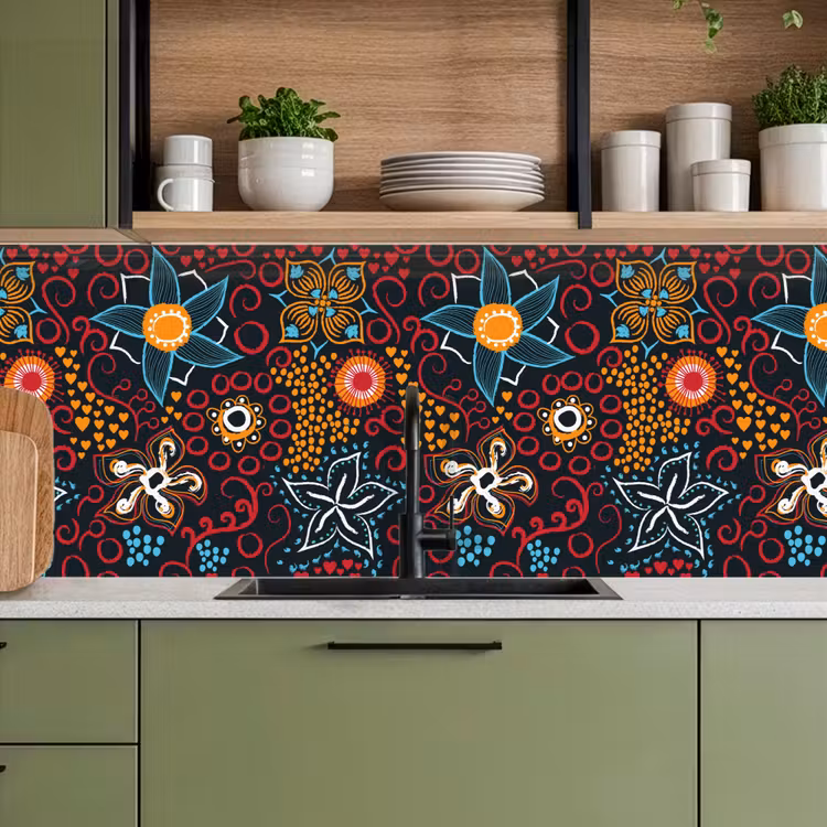 Bloemen - Rood - Patronen keuken achterwand 2 middel 871 -sfeer3