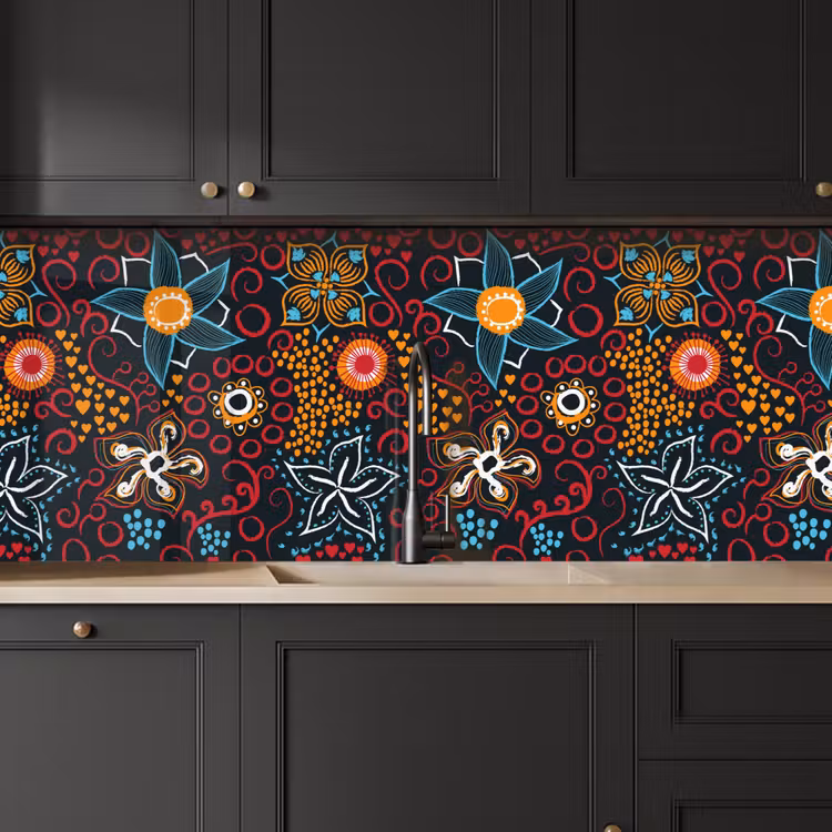 Bloemen - Rood - Patronen keuken achterwand 2 middel 871 -sfeer1