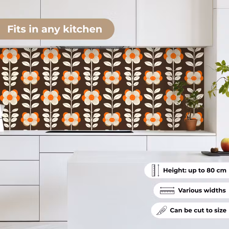 Bloemen - Retro - Bruin keuken achterwand 2 middel 871 -sfeer4_UK