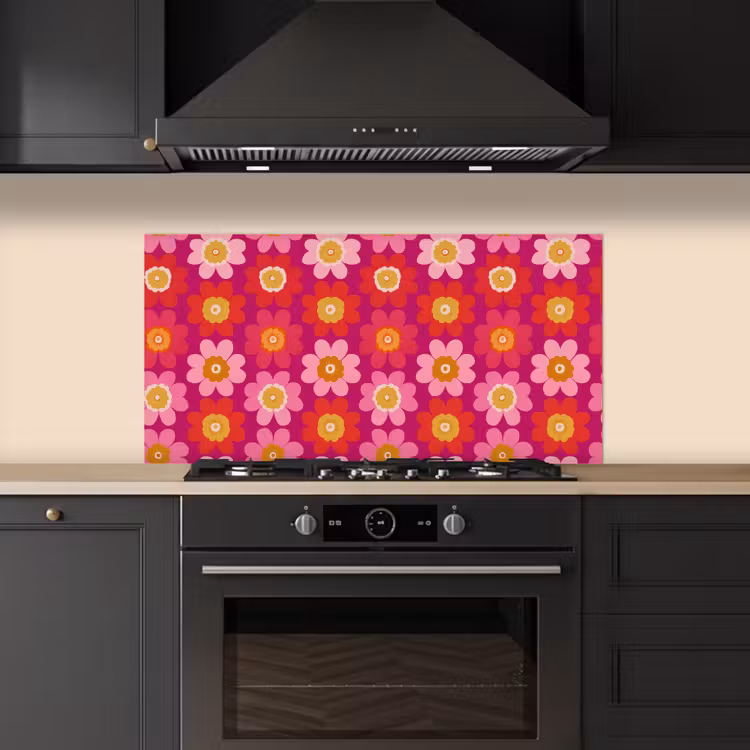 Bloemen - Retro - Kleurrijk keuken achterwand spatscherm middel 899 -sfeer1