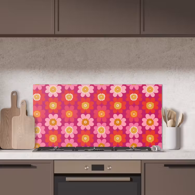 Bloemen - Retro - Kleurrijk keuken achterwand spatscherm middel 899 -sfeer2