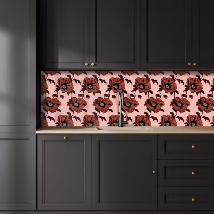 Bloemen - Retro - Rood keuken achterwand 2 groot 857 -sfeer1