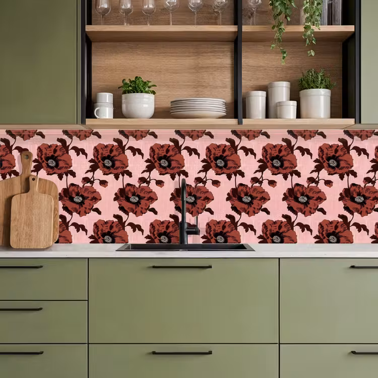 Bloemen - Retro - Rood keuken achterwand 2 groot 857 -sfeer3