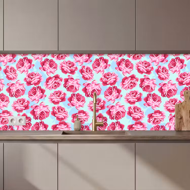 Bloemen - Rozen - Patroon keuken achterwand 2 middel 871 zz_3dshopping