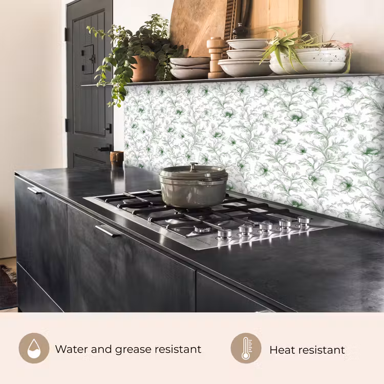Bloemen - Getekend - Groen keuken achterwand 2 groot 857 -usp_EN