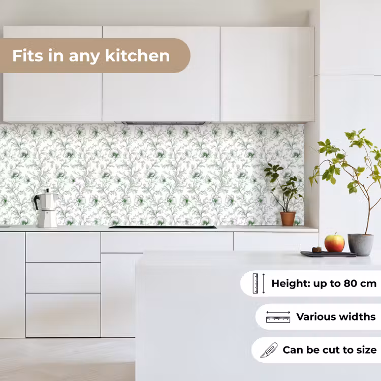 Bloemen - Getekend - Groen keuken achterwand 2 groot 857 -sfeer4_UK