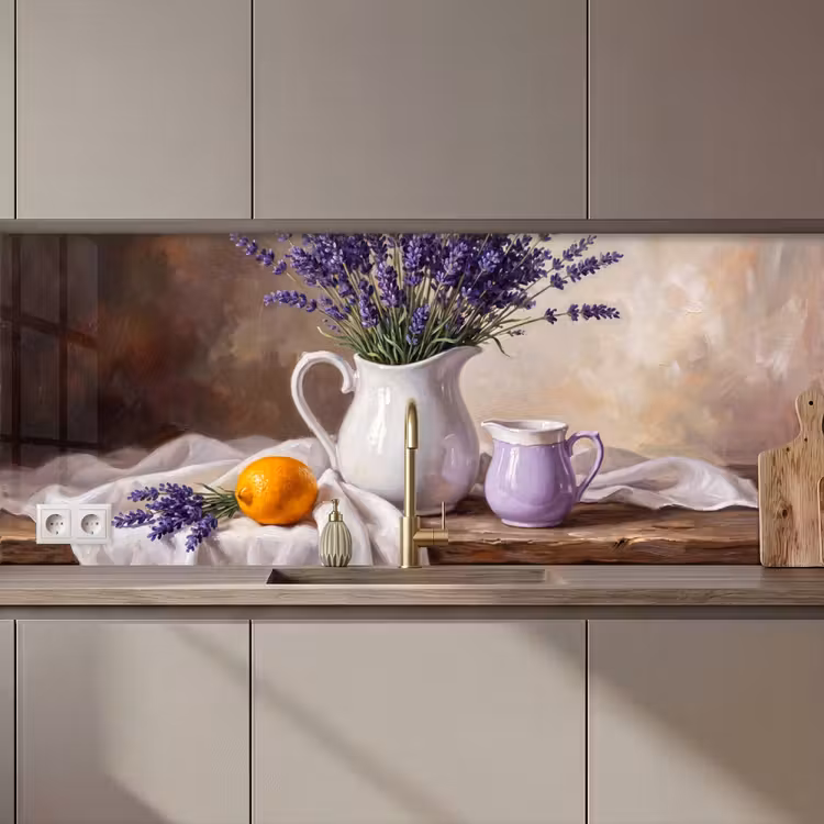 Kitchen Wall Splashback - Flowers - Still Life - Purple - Bloemen - Stilleven - Paars keuken achterwand 2 middel zz_3dshopping