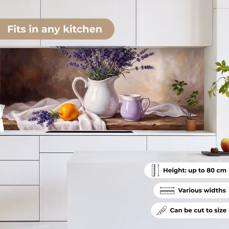 Kitchen Wall Splashback - Flowers - Still Life - Purple - Bloemen - Stilleven - Paars keuken achterwand 2 middel