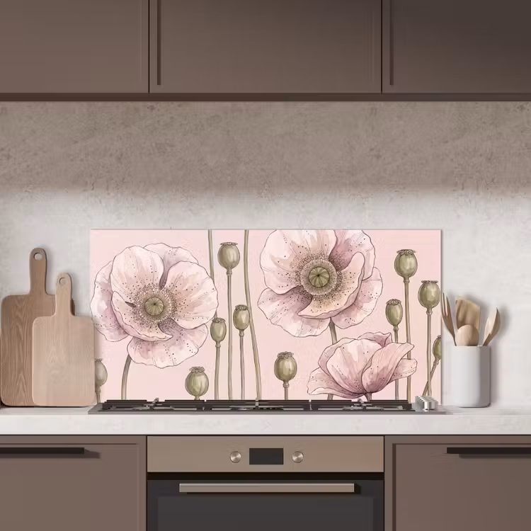 Bloemen - Zomer - Natuur - Aquarel - Roze keuken achterwand spatscherm middel -sfeer2