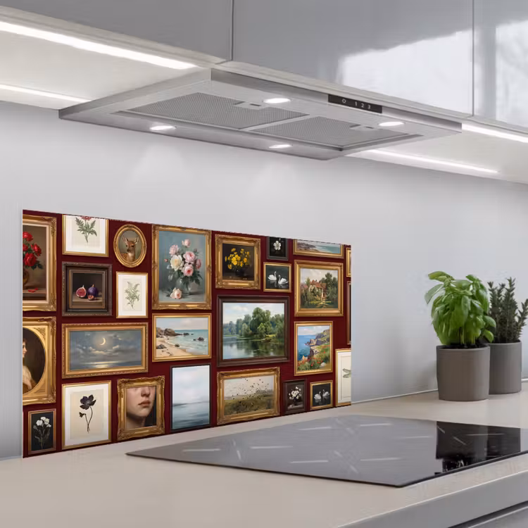 Bloemen - Vaas - Klassiek - Kunst - Rood keuken achterwand spatscherm middel -3d_schuin