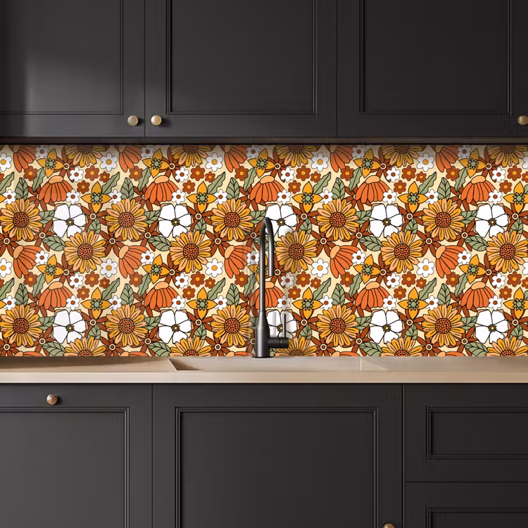 Bloemen - Vintage - Patronen keuken achterwand 2 middel 871 -sfeer1