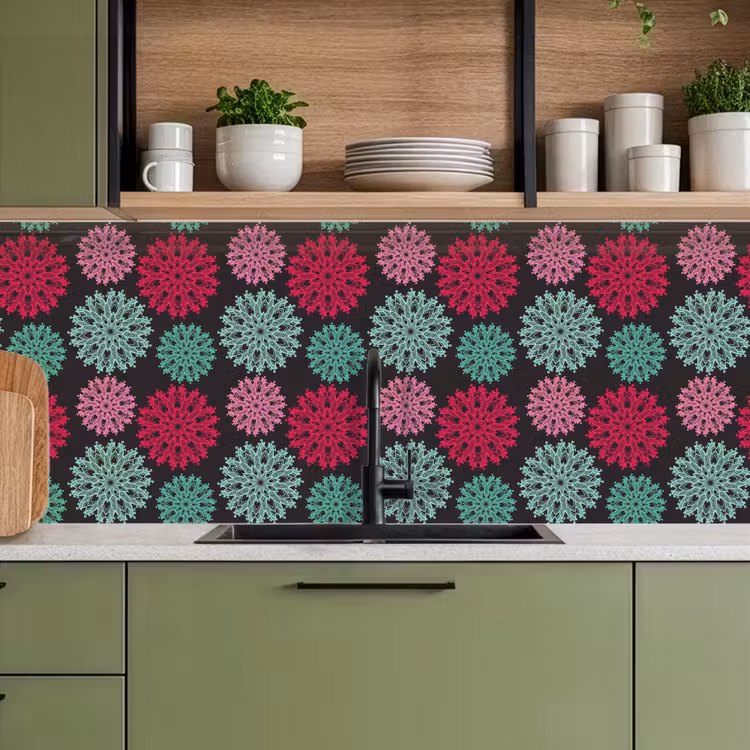 Bloemen - Vintage - Roze - Turquoise - Patronen keuken achterwand 2 middel 871 -sfeer3