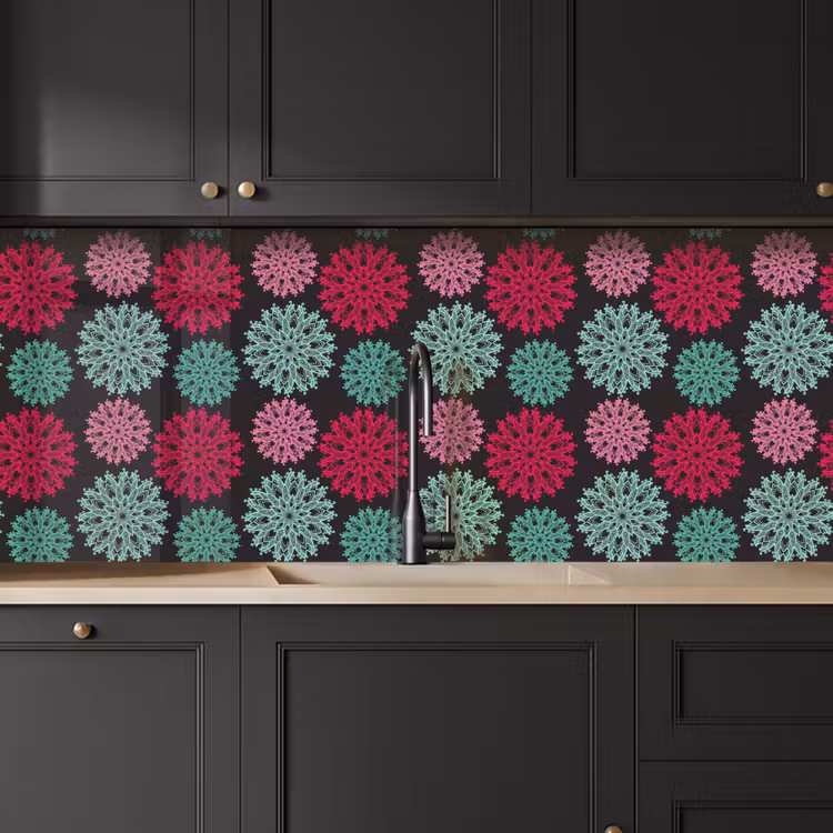 Bloemen - Vintage - Roze - Turquoise - Patronen keuken achterwand 2 middel 871 -sfeer1