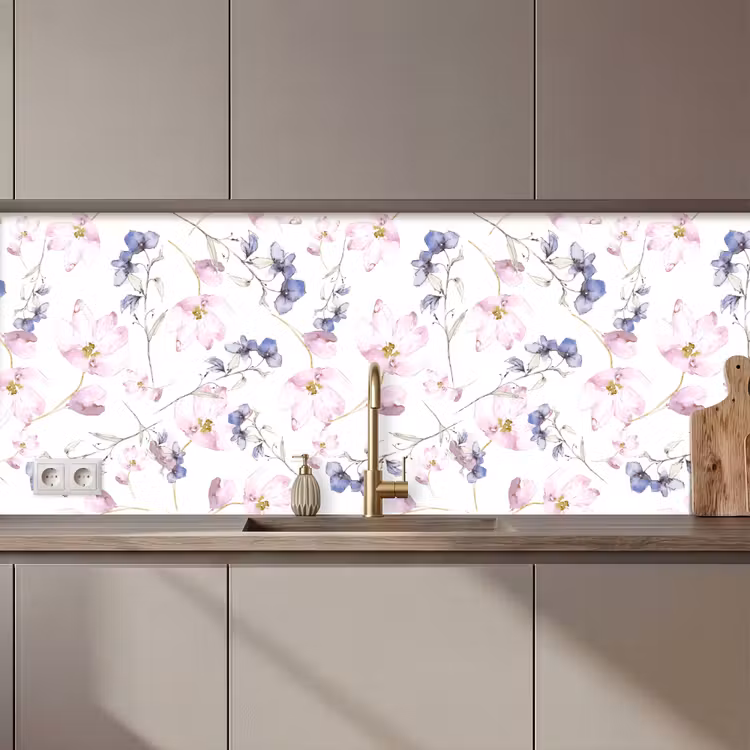 Bloemen - Waterverf - Bohemian - Patroon keuken achterwand 2 middel 871 zz_3dshopping