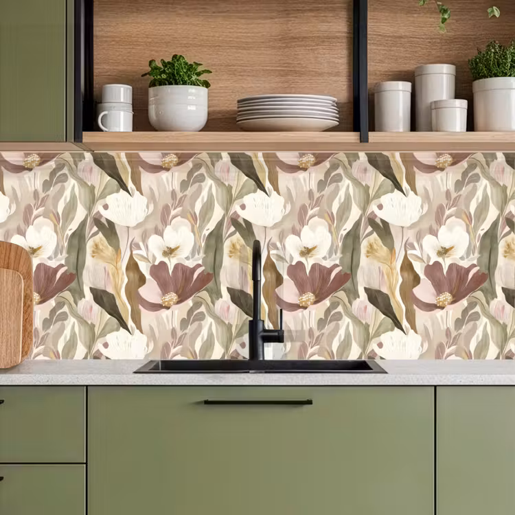 Bloemen - Aquarel - Kleurrijk keuken achterwand 2 middel 871 -sfeer3