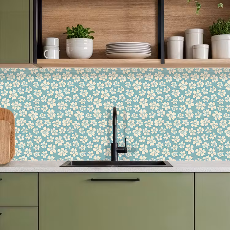 Bloemen - Wit - Vintage - Patronen keuken achterwand 2 middel 871 -sfeer3