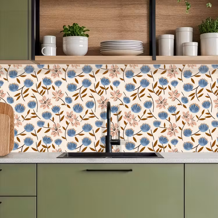 Bloemen - Wild - Blauw keuken achterwand 2 middel 871 -sfeer3
