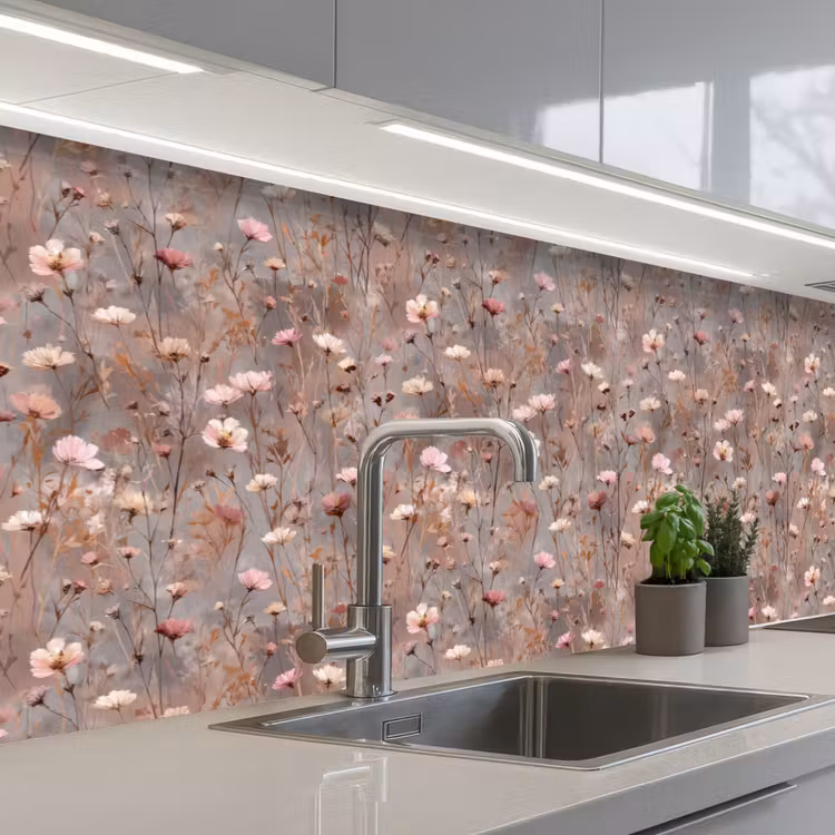 Bloemen - Wild - Pastel keuken achterwand 2 groot 857 -3d_schuin