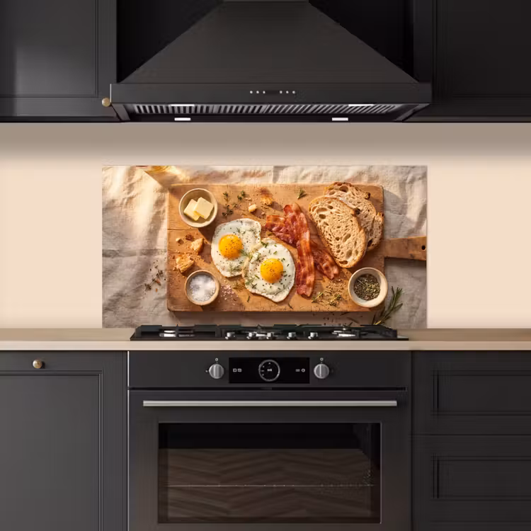 Eten - Ontbijt - Hout - Rustiek - Geel keuken achterwand spatscherm middel -sfeer1