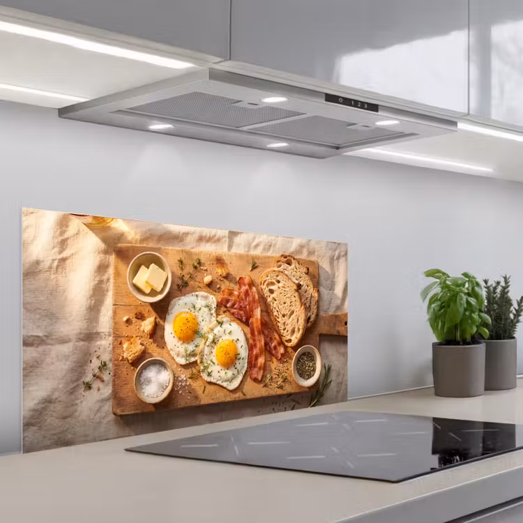 Eten - Ontbijt - Hout - Rustiek - Geel keuken achterwand spatscherm middel -3d_schuin