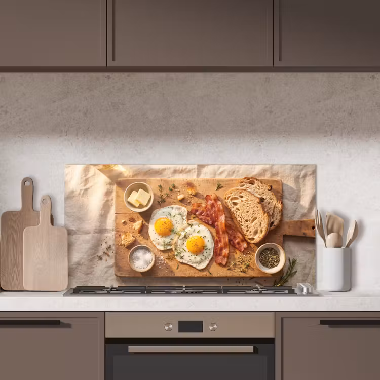 Eten - Ontbijt - Hout - Rustiek - Geel keuken achterwand spatscherm middel -sfeer2