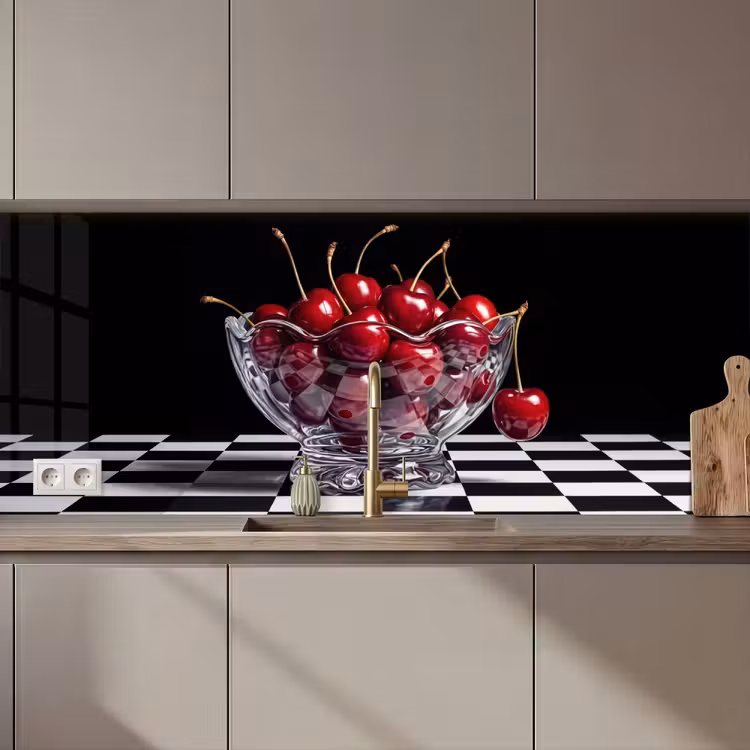 Kitchen Wall Splashback - Food - Cherries - Red - Eten - Kersen - Rood keuken achterwand 2 middel zz_3dshopping