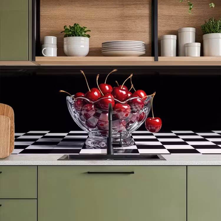 Kitchen Wall Splashback - Food - Cherries - Red - Eten - Kersen - Rood keuken achterwand 2 middel
