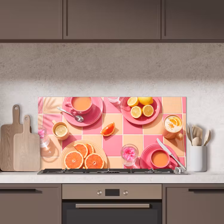 Eten - Citrusvruchten - Stillevens - Roze - Oranje keuken achterwand spatscherm middel -sfeer2