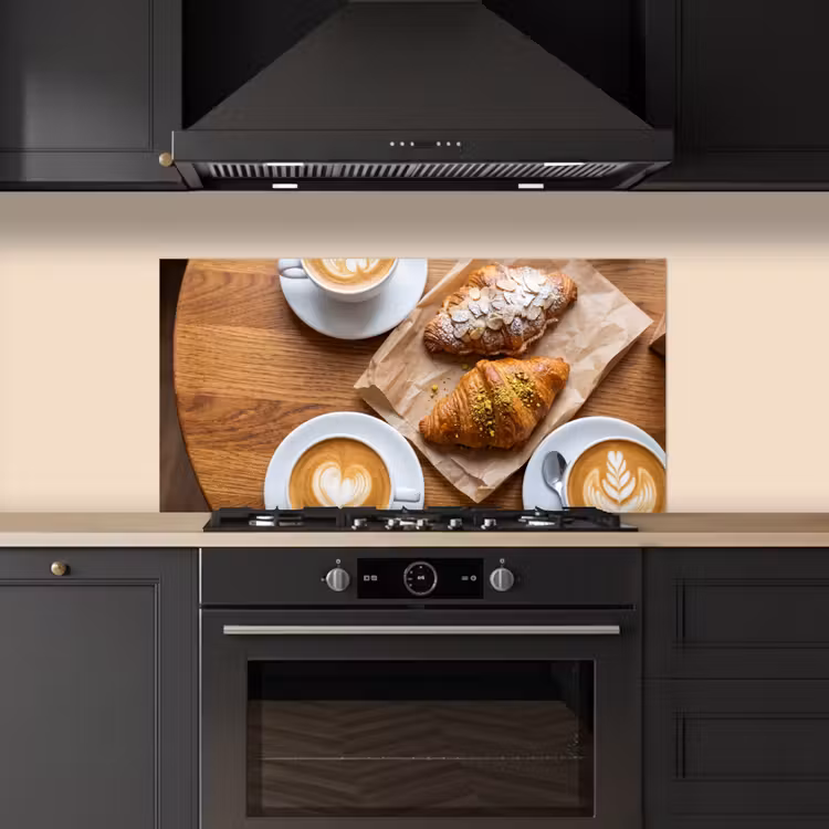 Eten - Croissant - Koffie - Ontbijt - Modern keuken achterwand spatscherm middel -sfeer1