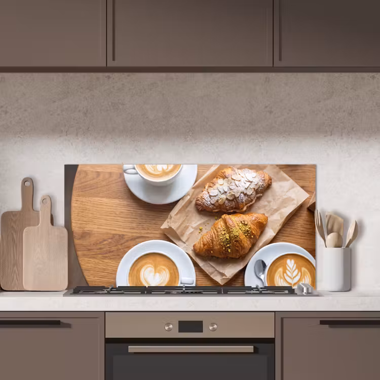 Eten - Croissant - Koffie - Ontbijt - Modern keuken achterwand spatscherm middel -sfeer2