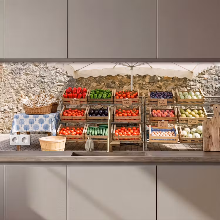 Kitchen Wall Splashback - Food - Market - Fresh - Eten - Markt - Vers keuken achterwand 2 middel zz_3dshopping