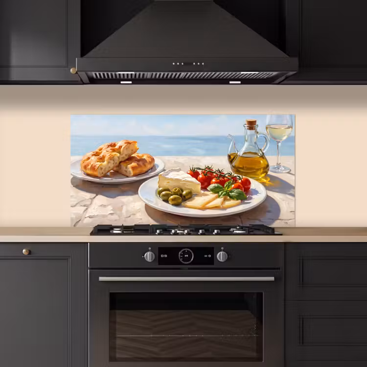 Eten - Middellandse Zee - Natuur - Geschilderd keuken achterwand spatscherm middel -sfeer1