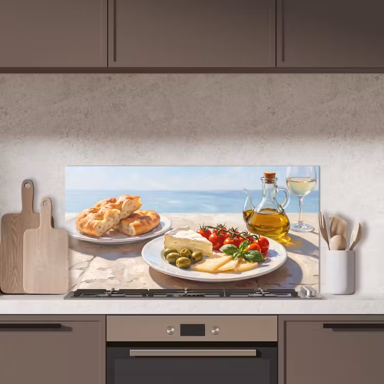 Eten - Middellandse Zee - Natuur - Geschilderd keuken achterwand spatscherm middel -sfeer2