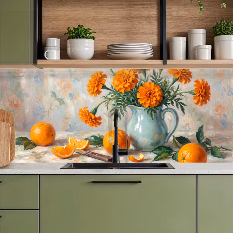 Kitchen Wall Splashback - Food - Orange - Art - Eten - Oranje - Kunst keuken achterwand 2 middel