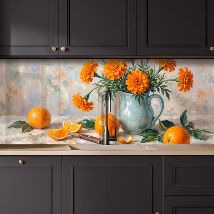 Kitchen Wall Splashback - Food - Orange - Art - Eten - Oranje - Kunst keuken achterwand 2 middel