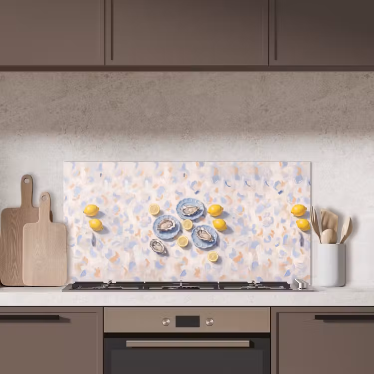 Eten - Oesters - Citroenen - Modern - Geel keuken achterwand spatscherm middel -sfeer2