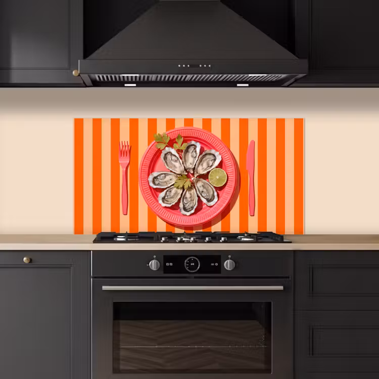 Eten - Oester - Zeevruchten - Oranje - Modern keuken achterwand spatscherm middel -sfeer1