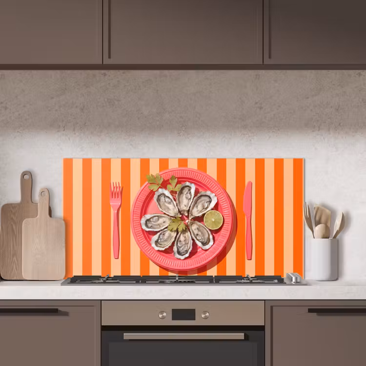 Eten - Oester - Zeevruchten - Oranje - Modern keuken achterwand spatscherm middel -sfeer2