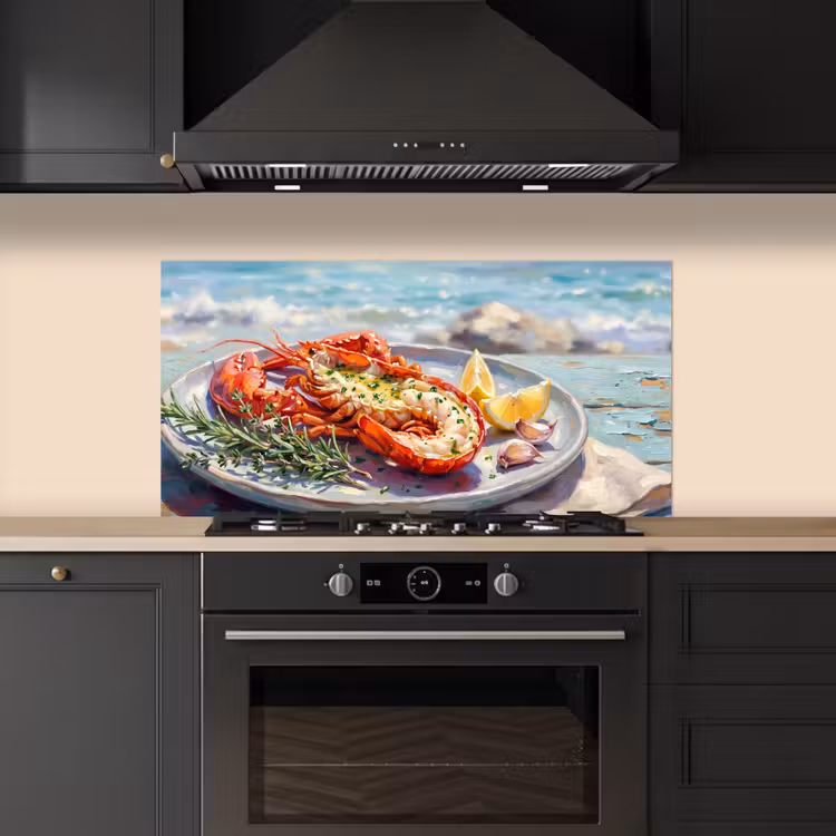 Eten - Zee - Kust - Modern - Blauw keuken achterwand spatscherm middel -sfeer1