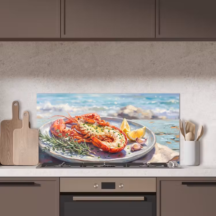 Eten - Zee - Kust - Modern - Blauw keuken achterwand spatscherm middel -sfeer2