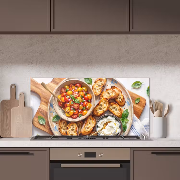 Eten - Tomaat - Brood - Kleurrijk - Keuken keuken achterwand spatscherm middel -sfeer2