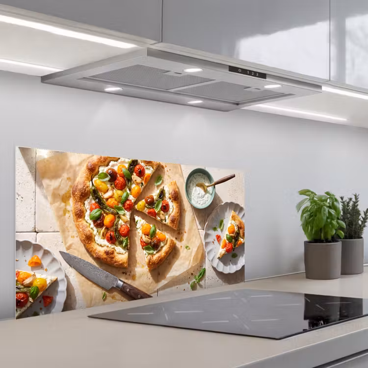 Eten - Tomaten - Basilicum - Maaltijd - Vers keuken achterwand spatscherm middel -3d_schuin