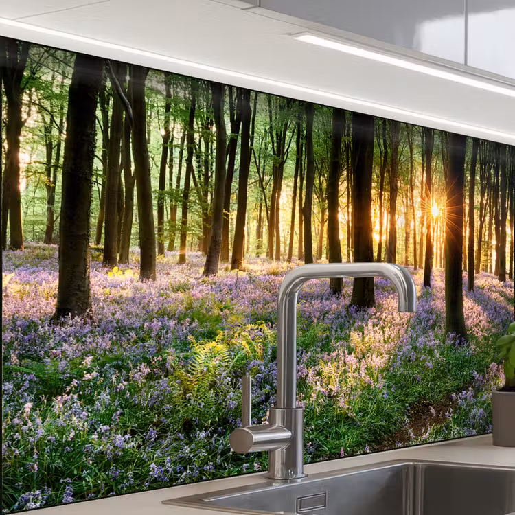 Bos - Bloemen - Lavendel - Zon - Paars - Natuur keuken achterwand sample klein -zzzz3d_schuin