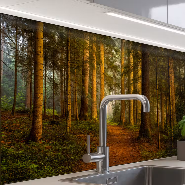 Bos - Natuur - Bomen - Landschap - Bladeren keuken achterwand sample klein -zzzz3d_schuin