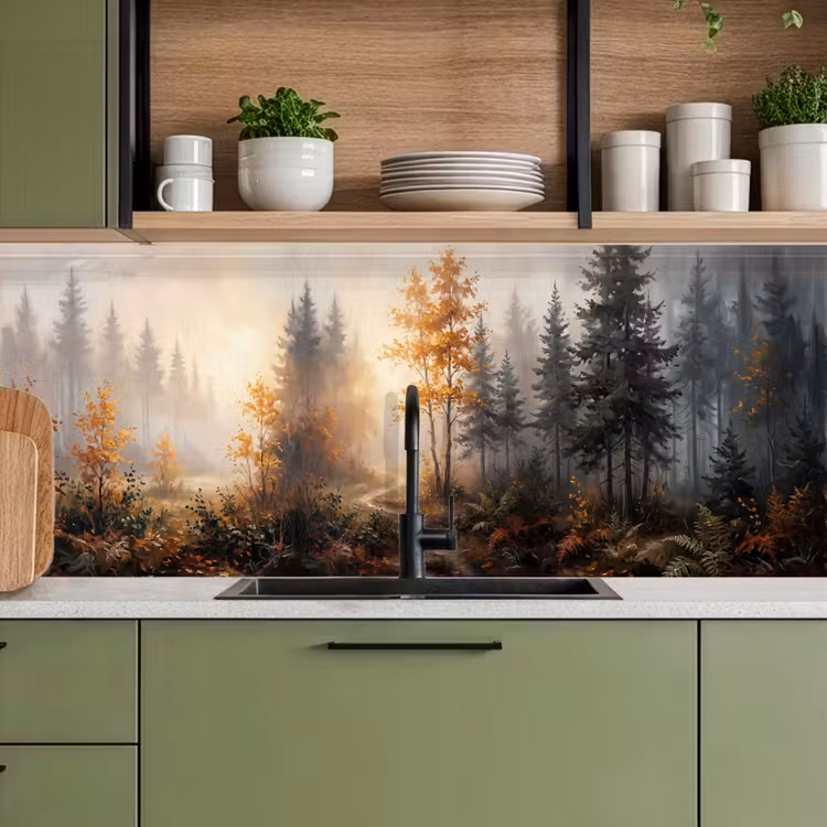Bospad - Herfstbladeren - Natuur - Schilderachtig - Oranje keuken achterwand 2 middel -sfeer3