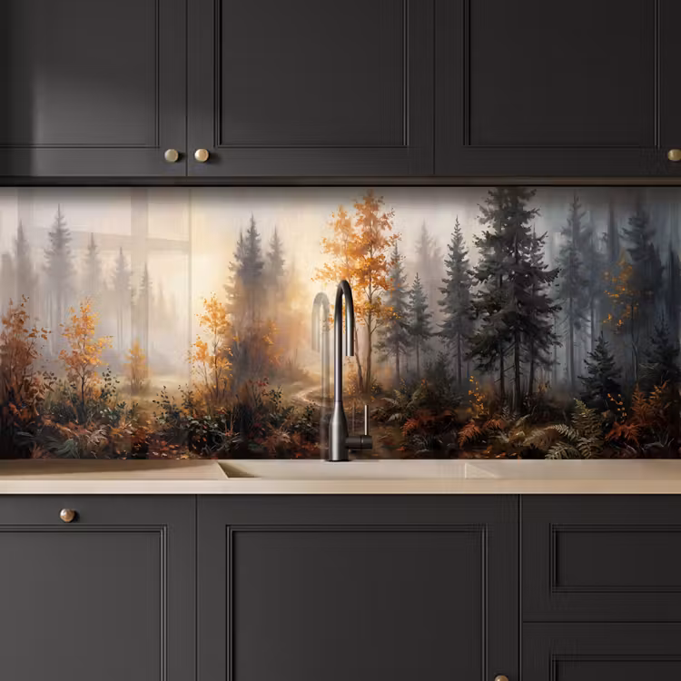 Bospad - Herfstbladeren - Natuur - Schilderachtig - Oranje keuken achterwand 2 middel -sfeer1