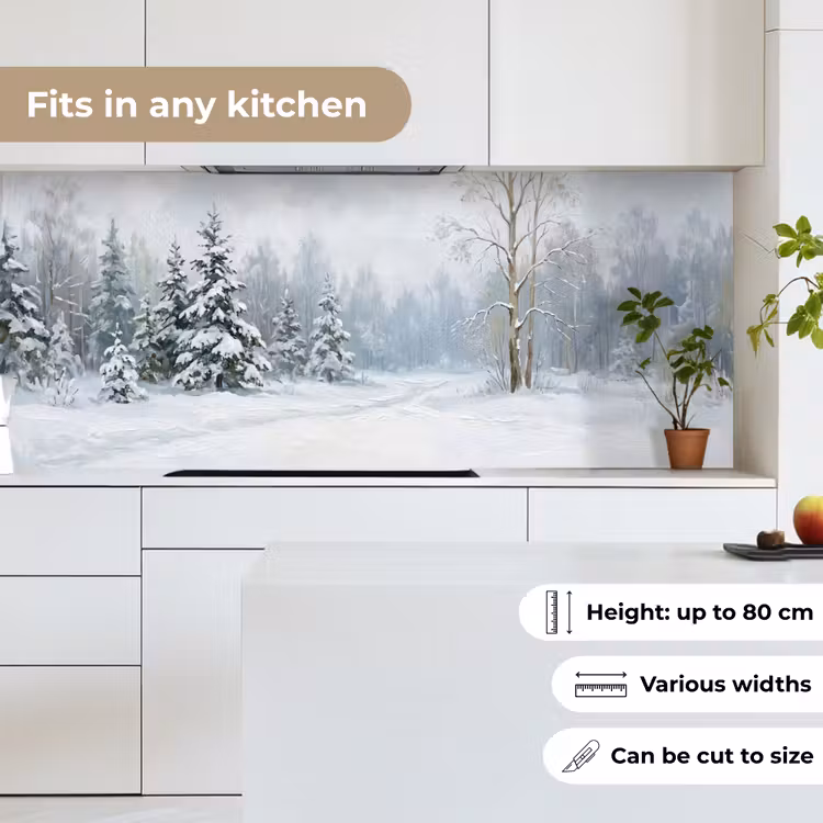 Bospad - Dennen - Sneeuw - Winter - Rustgevend keuken achterwand 2 middel -sfeer4_UK