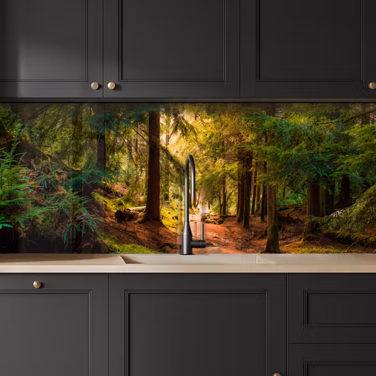 Bos - Pad - Bomen - Groen - Zon - Natuur keuken achterwand 2 middel -sfeer1