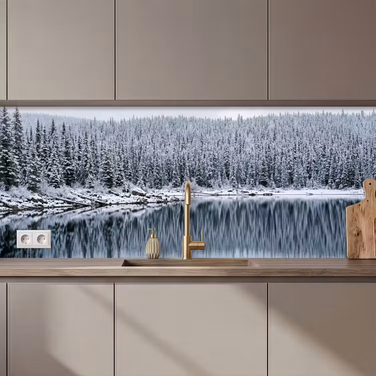 Bos - Reflectie - Meer - Winter - Serene keuken achterwand 2 middel zz_3dshopping