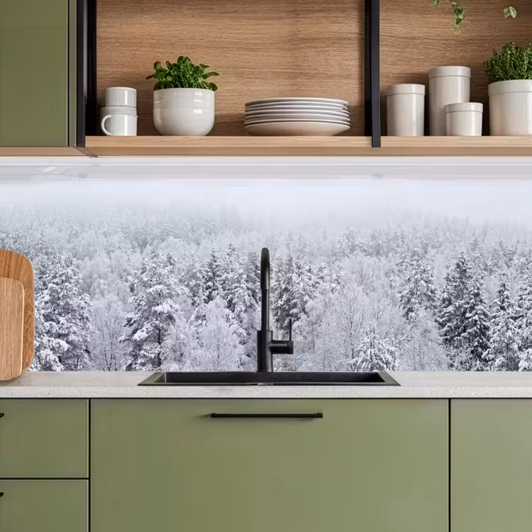Bos - Sneeuw - Winter - Natuur - Wit keuken achterwand 2 middel -sfeer3